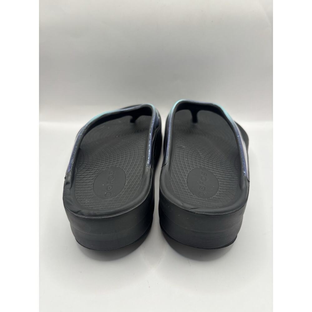OOFOS OOmega Oolala Luxe Iridescent Blue Sandals Women Size 10 - Picture 5 of 9